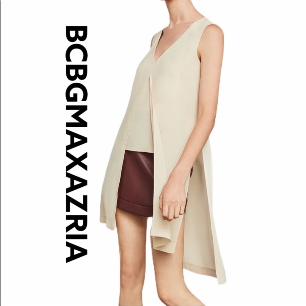 XXS BCBG MAXAZRIA “ SVETLANA” CRÈME CROPPED OVERLAY TOP